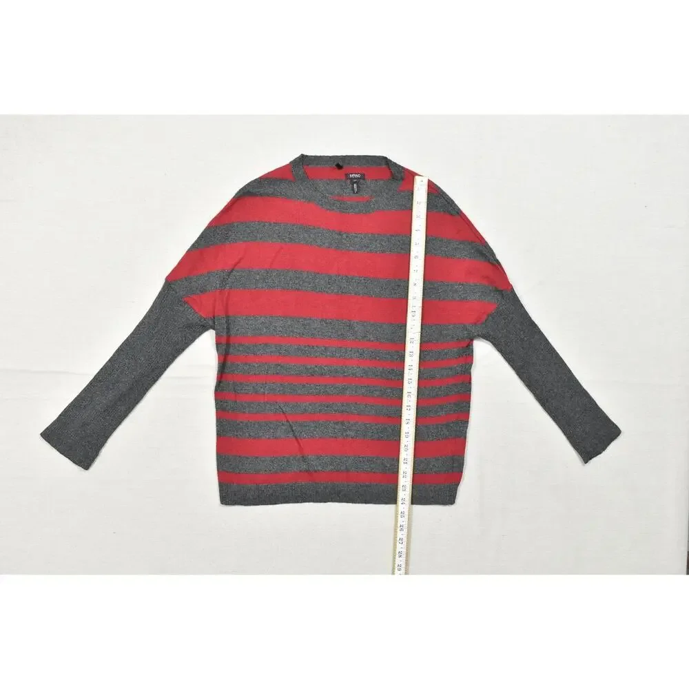 Buffalo David Bitton Small Red Grey Striped Long Sleeve Angora Blend Pullover Sw